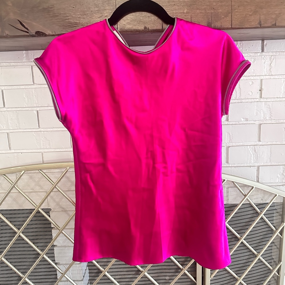 Satin magenta detailed top